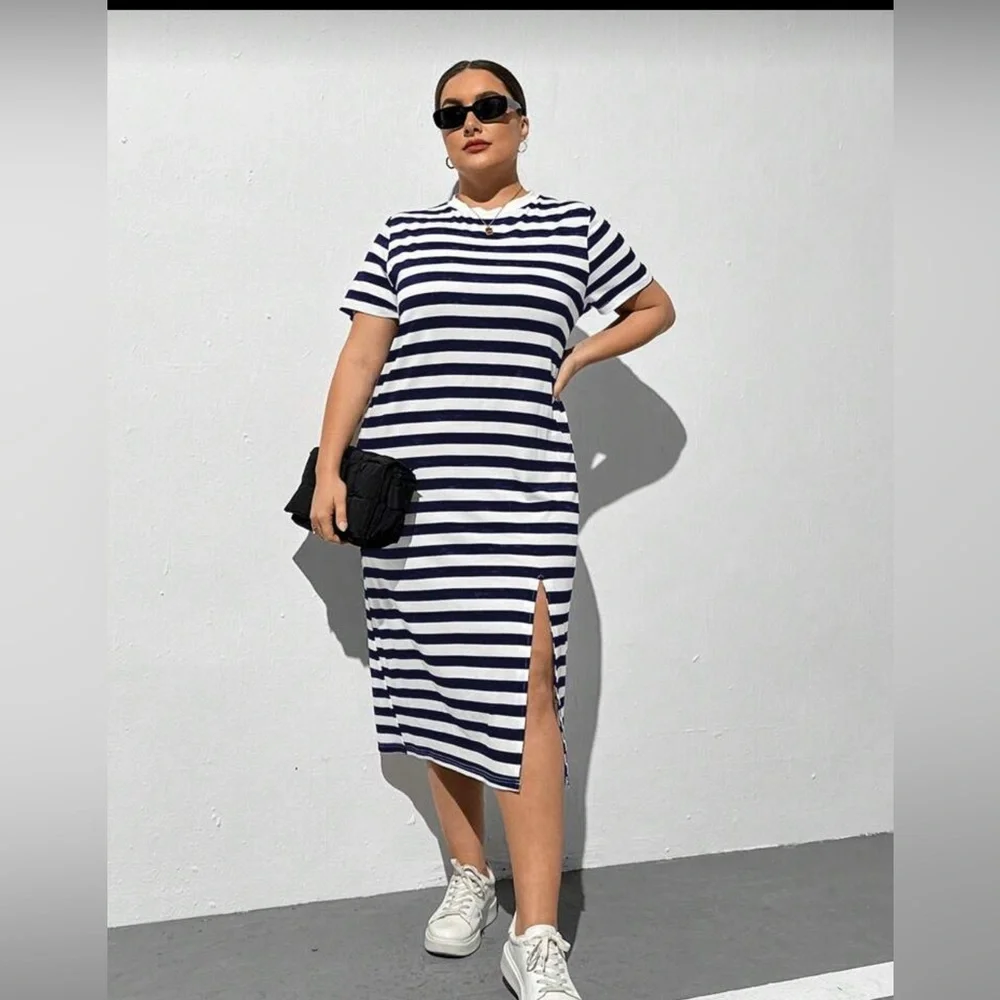 Plus Striped Maxi dress